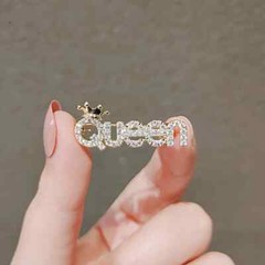 Sparkle QUEEN Brooch Pin Rhinestones Women Party Gift Golden Tone Clothing Acce