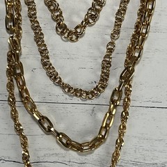 Vintage Gold Tone Multi Strand Chain Necklace 1980s-1990s Costume Jewelry