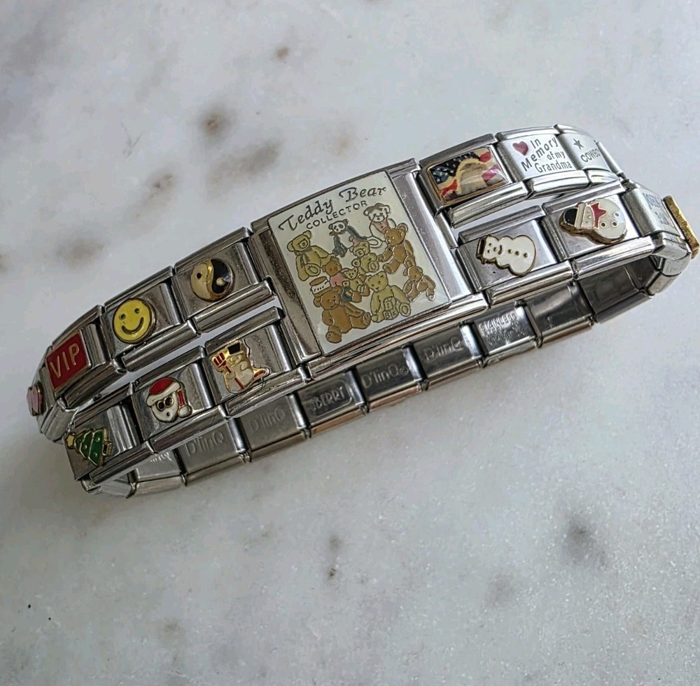 Y2K Italian Charm Bracelet DOUBLE ROW 9mm D’LinQ, Uberry, B’linQ, DISNEY