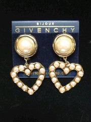 Vtg 1980s BIJOUX GIVENCHY Pearl Heart Necklace & NWT Clip-On Earrings Set