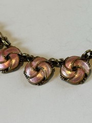 MCM Meka Denmark Sterling Silver Guilloche Enamel Modernist Necklace 14.5 “