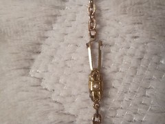 Vintage West Germany Gold Tone Costume Purple Rhinestone Large Pendant Necklace