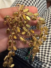 Gold-Tone Emerald Green Marquise Rhinestone w/loop for hook/decor