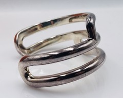 Hermes Paris Vintage French Sterling Silver Sleek Modern Cuff Bracelet