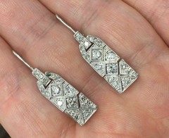 3.85Ct Art Deco Style Lab Created Diamond Wedding 14K White Gold Finish Earrings