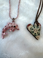 5 Necklaces LOT Girly long heart Y2K 1990s 2000s pink colorful jewelry costume
