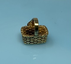 Sterling Silver Bee Basket Charm Pendant Gold Vermeil Brown County 4.6g