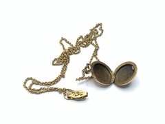 Victorian Old 14k Gold Filled Chain Necklace Tiny Round Locket Pendant
