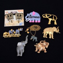 Elephant Brooch Lot J.Crew enamel Necklace Park Lane Mudd Earrings Jewelry 8pc