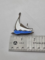 Albert Scharning Norway Sterling Guilloche Enamel Viking Ship Brooch