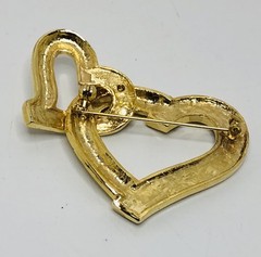 Vintage 2 Heart shaped Baguette ￼Crystal booch