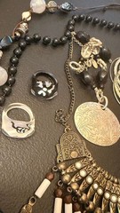 Vintage Black and White Fashion Jewelry Lot with Napier and Tribal Statement Pie