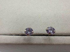 0.66g Vintage Sterling Silver 925 Purple Round Stud Earrings Dainty Elegant M