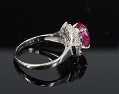 Rare 2.98ct GIA Burma NO HEAT Natural Ruby & 0.34ct Diamond Platinum Ring Size 6