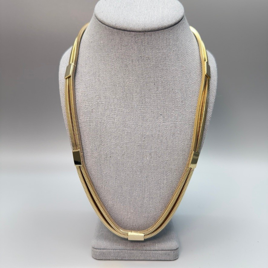 Park Lane Vintage Boxed Snake Chain Station Necklace 24″ Chic Heavy Oversized