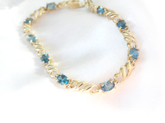 Sterling Silver 925 Natural Heated London Blue Topaz Tennis Bracelet 8″