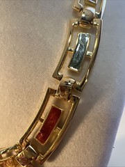 Vtg 90’s Gold Tone Enamel Choker Collar Fold Over Clasp Necklace