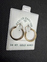 Vintage Solid 14kt Gold Earwire Gold Plated Hoop Earrings NOS