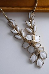 Vintage Crown Trifari Necklace Milk Glass Parure Choker 1960s Elegant Timeless