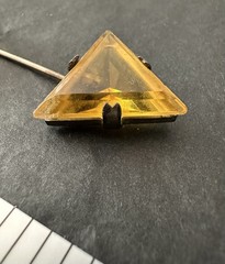 Antique Czech Citrine Color Art Deco Glass Silver Tone Jabot