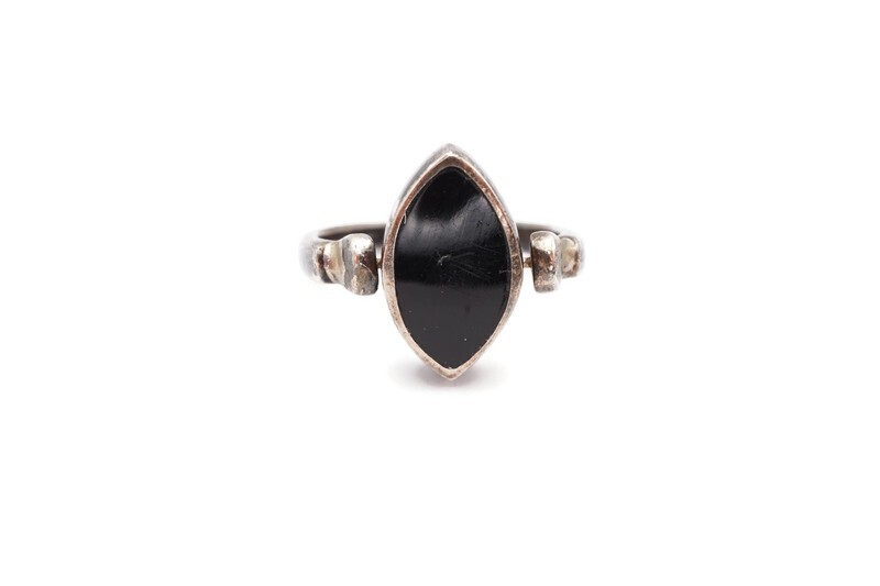 Vintage Sterling Silver 925 Black Onyx Azurite Spinner Ring Size 6.5