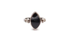 Vintage Sterling Silver 925 Black Onyx Azurite Spinner Ring Size 6.5