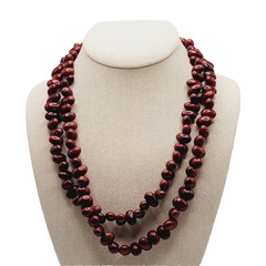 Artisan Hand Strung Red Seed Nut Bead Single Strand Infinity No Clasp Necklace