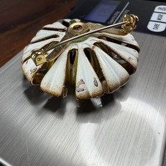 Vintage 1960s Enamel Flower Brooch Pin Brown Mustard Yellow Black 1.5”
