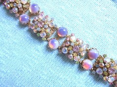 Vintage SELRO SELINI AB Rhinestone Bi Color Pastel Cabochon Bracelet