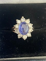 14k Yellow Gold Tanzanite and Diamond Ring. Size 5.75 (FL209)