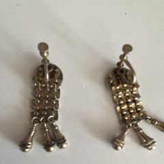 Vintage Silver Tone Asymmetrical Dangle Drop Clip-On Earrings