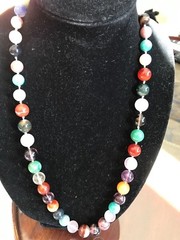 SUPERB VINTAGE CHINESE JADE /AGATE QUARTZ TURQUOISE SILVER BEADS