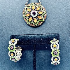 Vintage Nina Ricci Boho Chic Necklace 22″ Y-Drop and Earrings Set Celestial