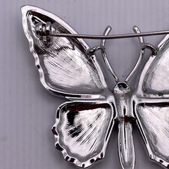 Butterfly Pin Brooch Silver Tone Green & Blue Enamel Jewelry No Brand B9C