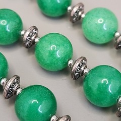 Jade Beaded Necklace Bracelet Set Green Stone Stainless Steel JTV 20″