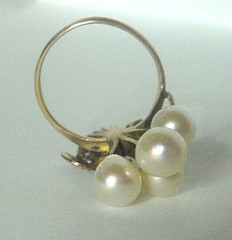 Antique Victorian 14k Yellow Gold Seed Pearl Sheaf Leaf Ring Size 6.5 SHIPS FREE