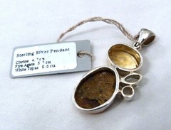 STARBORN CREATIONS STERLING SILVER CHAMPAGNE TOPAZ FIRE AGATE PENDANT NEW W/TAG