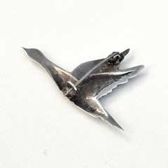 Vintage 925 Sterling Silver Mexico Flying Birds Duck Goose Animal Brooch Pin