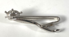 Vintage Swank Captain Wheel Compass Men’s Tie Clip Silver Tone 1950s Nautical