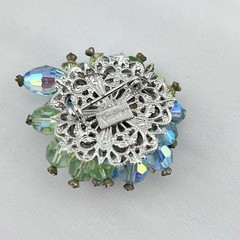 Vintage Vendome Brooch Pin Cluster Snowflake Green Austrian Bead Mid Century