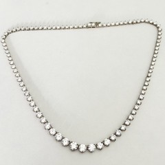 Ross Simons 925 Sterling Silver Clear CZ Sparkly Graduated Tennis Necklace 17″