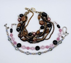 Vintage Estate Beaded Bracelet Lot 14 Pc Art Glass Gemstone Craft Harvest Wear