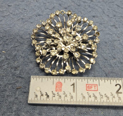 Pendant Brooch Vintage Rhinestone Silver Tone Metal Spray Dual – 2 Missing