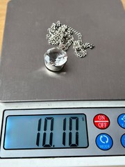 VINTAGE LARGE ROCK CRYSTAL COLORLESS WHITE QUARTZ PENDANT NECKLACE STERLING SLVR