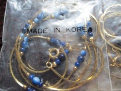 Vintage Signed KOREA Gold Tone Chain w Color Bead Station Necklaces Lot of 8