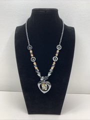 Vintage Heavy Heart W/ Good Luck Elephant Inside Pendant Necklace
