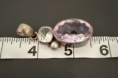 Vintage Artisian 925 Pendant With Light Purple Stone & Pearl Accent
