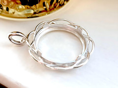 925 Sterling Silver Prong Back Braided Edge Bezel for 21mm Nickel 5 Cent Coins