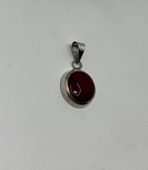 Vintage Southwestern Style Sterling Silver Red Pendant Jewelry