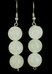 Vintage 80’s Prehnite 12mm Round Bead Necklace, Bracelet Earring Jewelry Set 34″